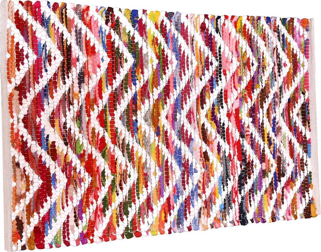 Rechteckiger Teppich aus Natürlicher Jute Handgewebt 60x90 cm Bunt