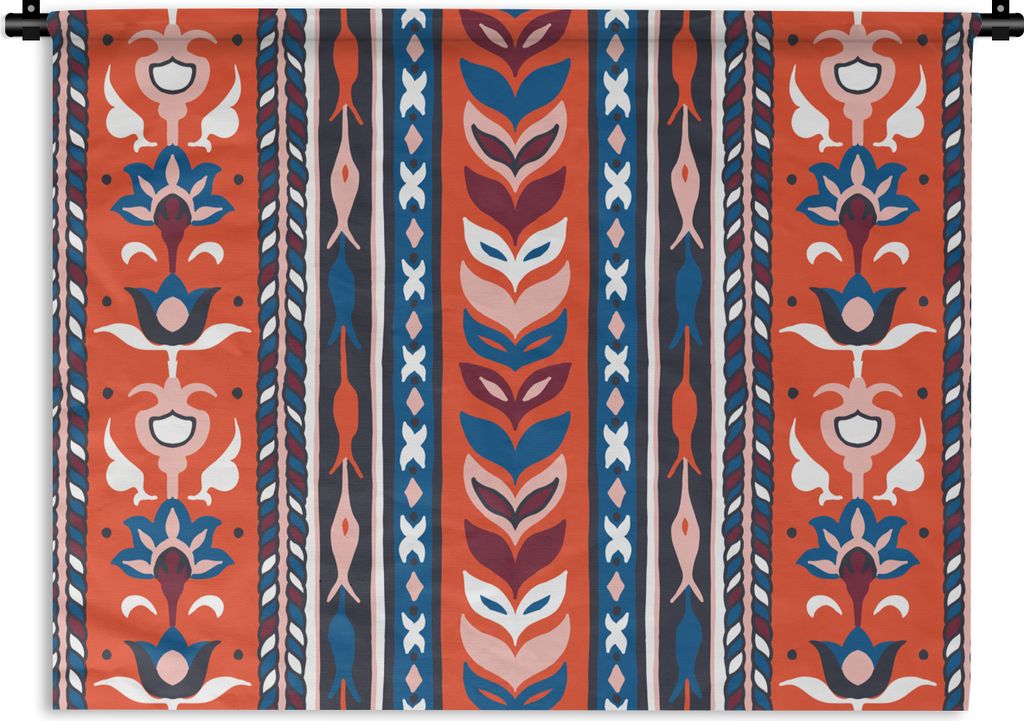 MuchoWow Wandteppich Wandbehang Design - Blumen - Pflanzen - Rot - Minimalismus 90x67.5 cm Tapisserie Dekoration Wandtuch - Fototeppich - Wand-Sk...