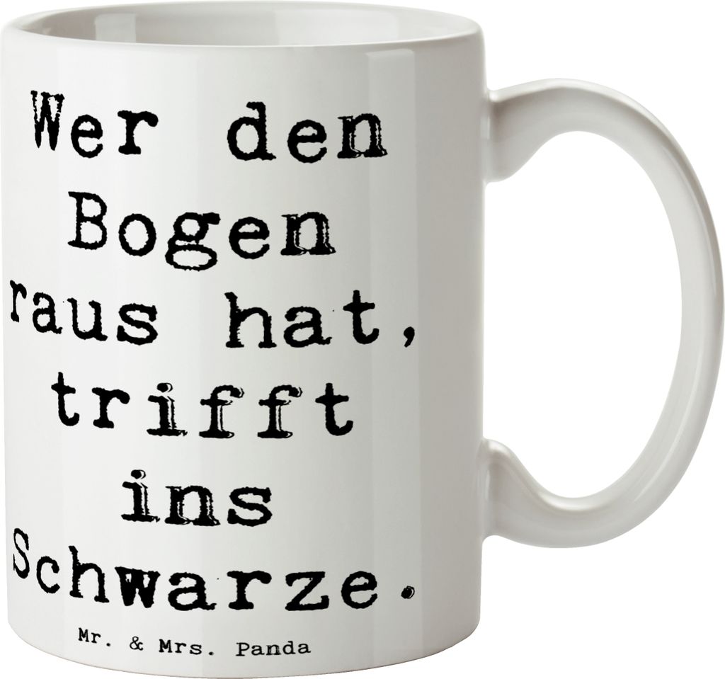 Mr. & Mrs. Panda Tasse Spruch Bogensport Meister - Weiß - Geschenk, Sportler, Pott, haferl, Keramiktasse, Sportart, Geduld, Konzentration, Teetass...