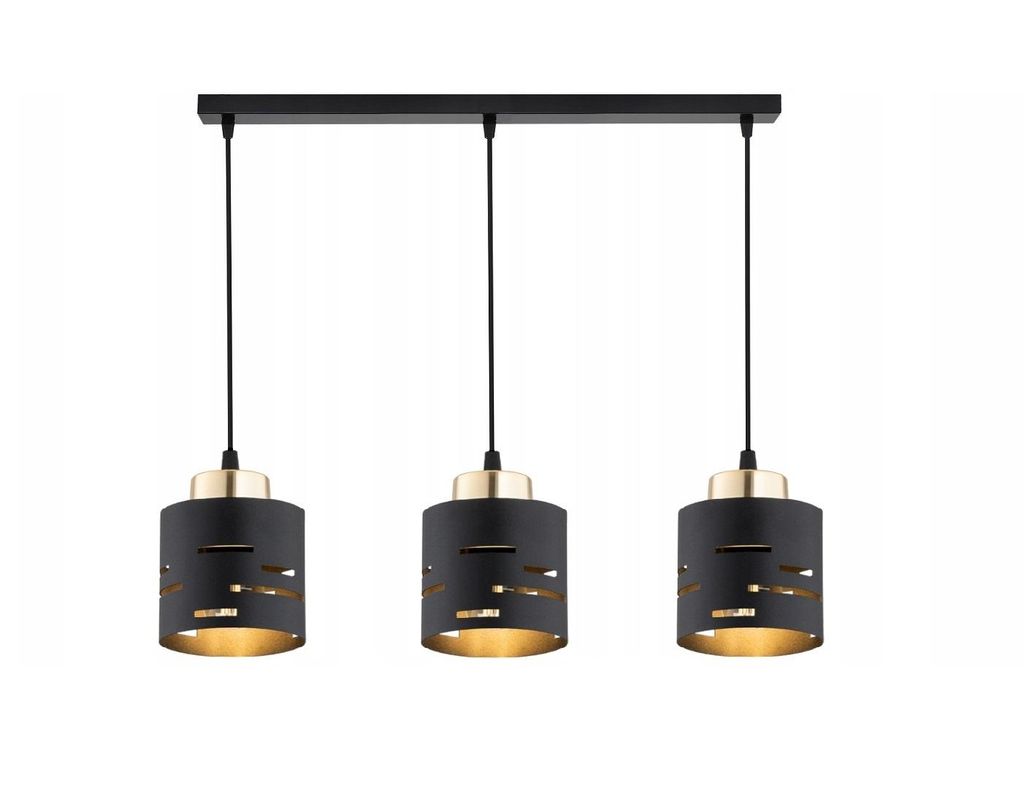 FKL DESIGN Home Deco Deckenlampe Deckenleuchte 3-flammig E27 Metall Lampenshirm Lampe aus Serie (Schwarz, N910-BZ3)
