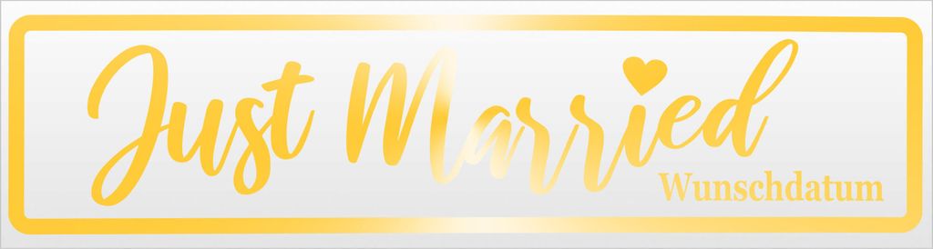 Kiwistar Just Married Wunschdatum V2 Magnetschild Schild magnetisch - 45cm Gelb - reflektierend - Magnetfolie für Auto PKW Kfz
