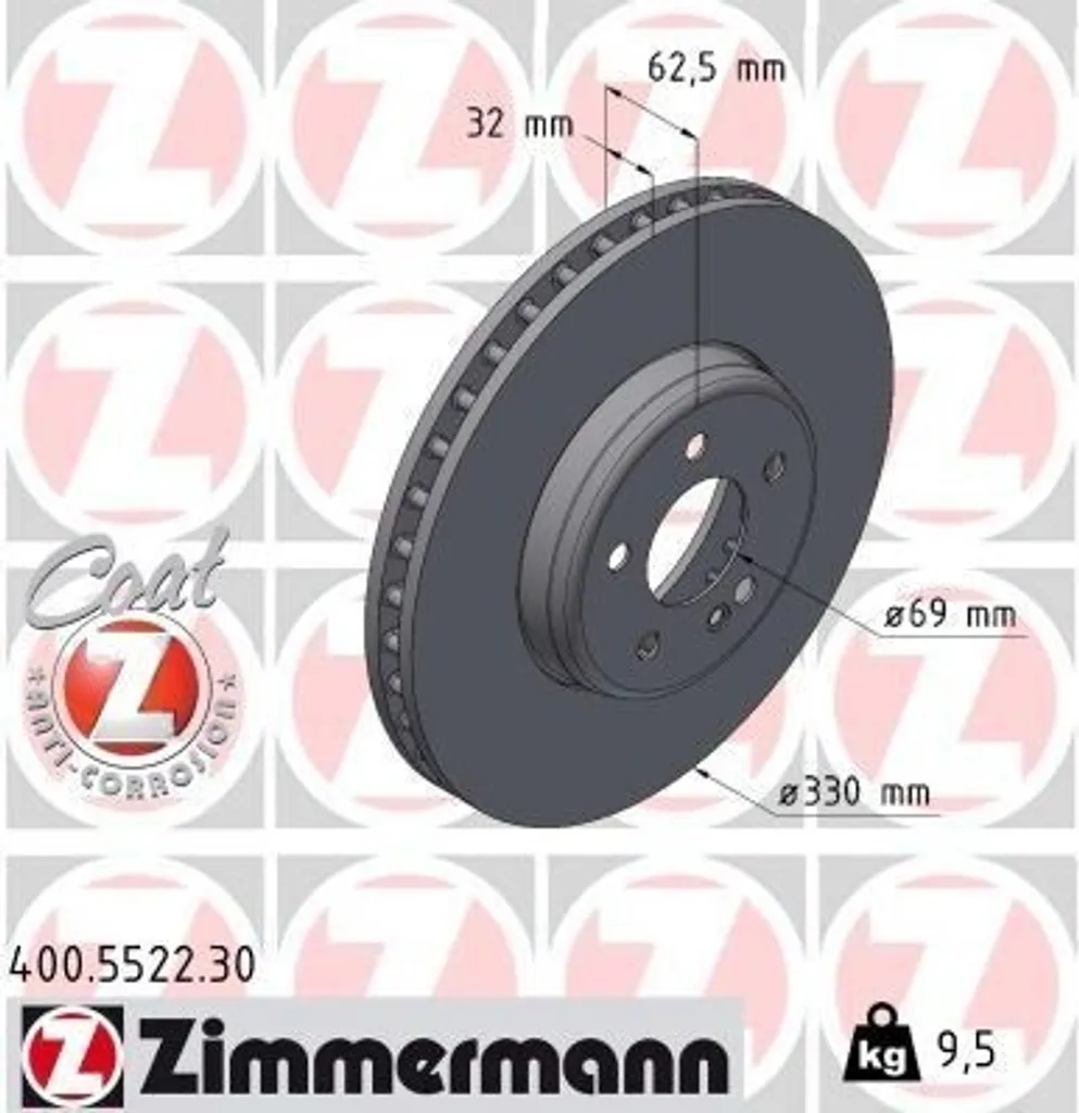 2 Disques de Frein Zimmermann 400.5522.30 pour Mercedes-Benz GLC X253