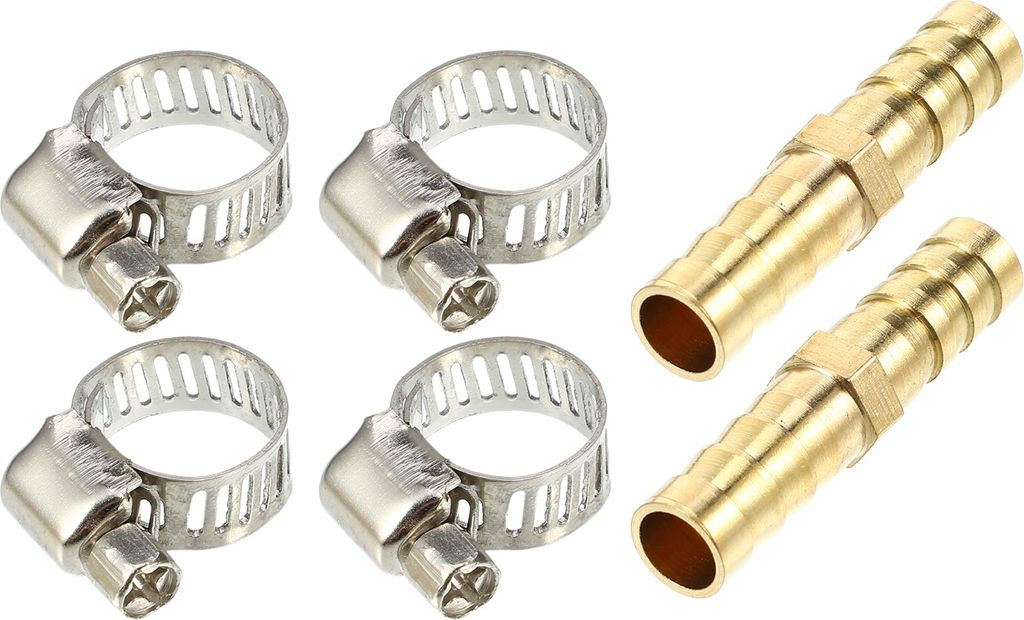 2 Set 8mm Schlauchrohr Kupfer Schlauchverbinder mit Schellen