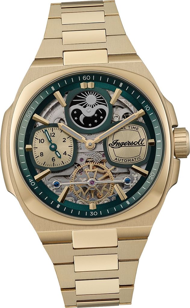 Ingersoll Edelstahl Herren Uhr Analog Sport Armbanduhr gold D2UIN15803