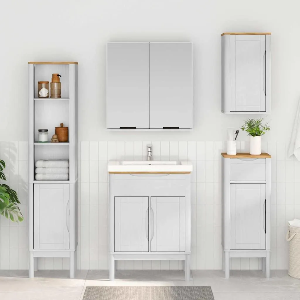 Mobile Bagno FLORO Bianco in Legno Massiccio 35x30x90 cm | Arredo Bagno