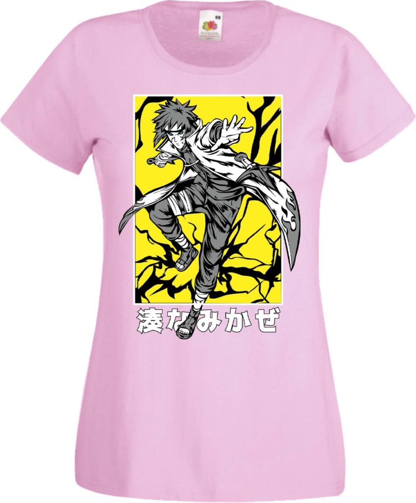 Damen T-Shirt Manga Anime Naruto Minato Namikaze, Lady XS / Hellrosa