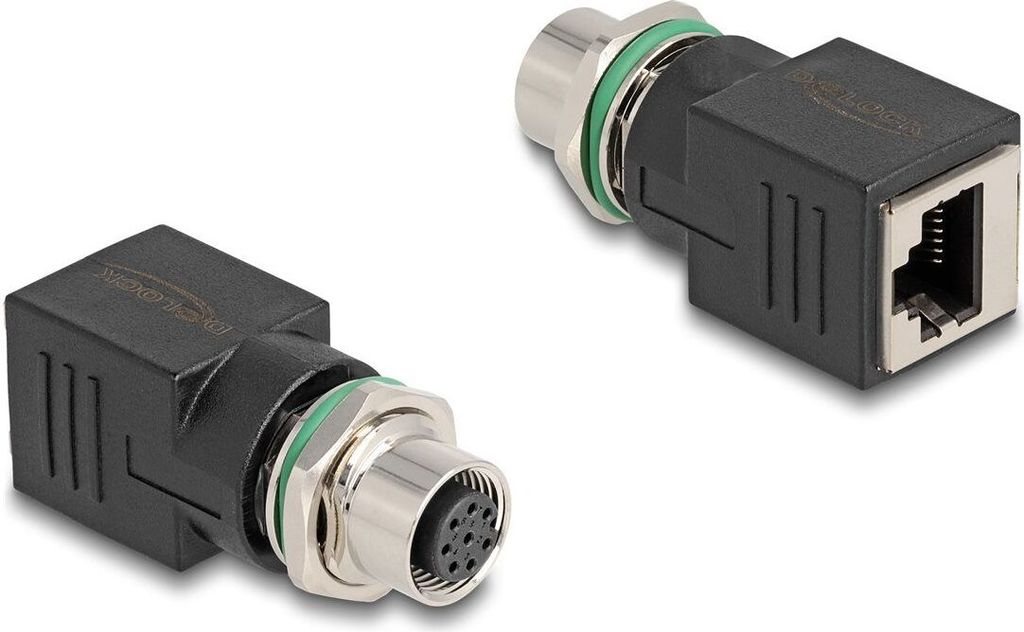DELOCK M12 Adapter A-kodiert 8 Pin Buchse zu RJ45 Bu gerade