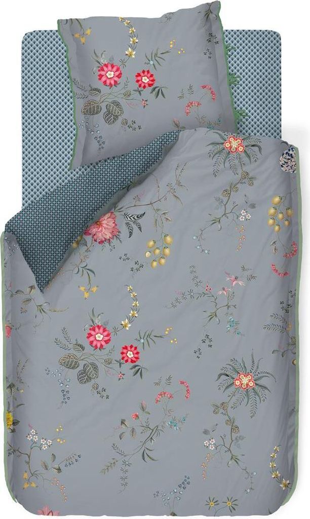 Pip Studio Perkal-Baumwolle-Bettwäsche-Garnitur Fleur Grandeur Farbe Blau Größe 155x220+80x80