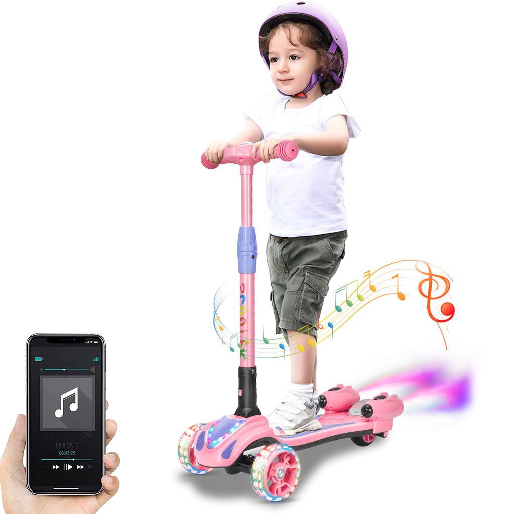 LED Kinderroller Kinder Scooter Kickroller Cityroller 3 Rad Verstellbar Klappbar 