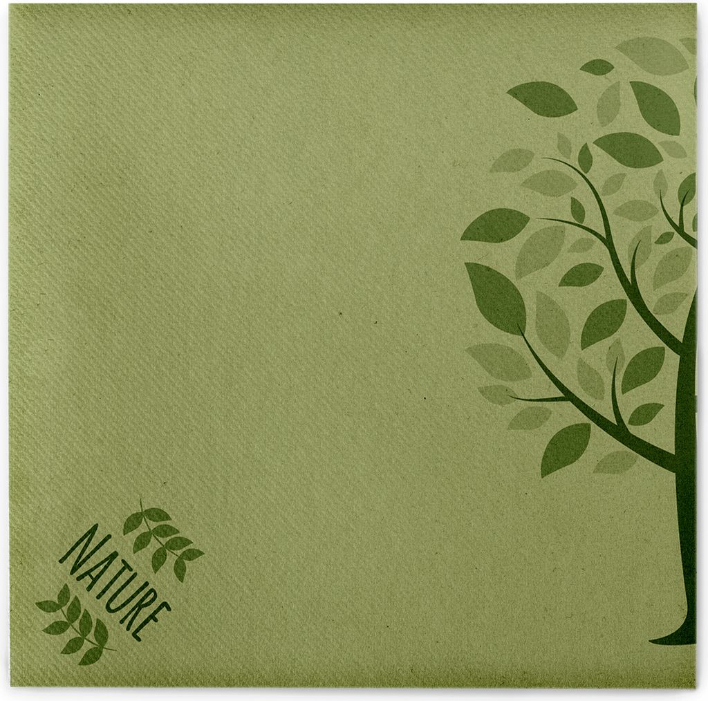 Sovie HOME Serviette Green Nature Baum in Oliv aus Linclass Airlaid 40 x 40 cm, 12 Stück