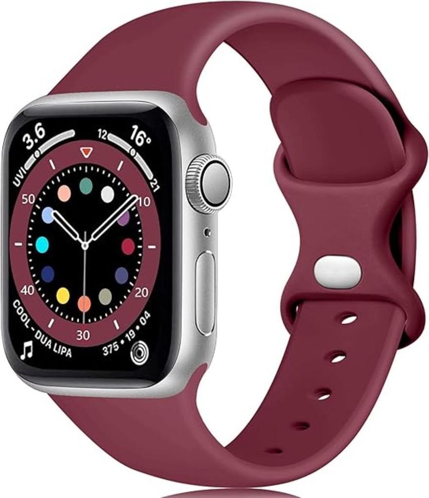 Apple Watch Armband 38mm 40mm 41mm Weiches Silikon Band für iWatch 1 2 3 4 5 6 7 8 9 SE ,Weinrot