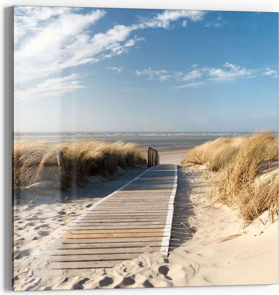 DEQORI Glasbild Acryl 50x50 cm 'Strandaufgang am Meer' Wandbild Bild modern Deko