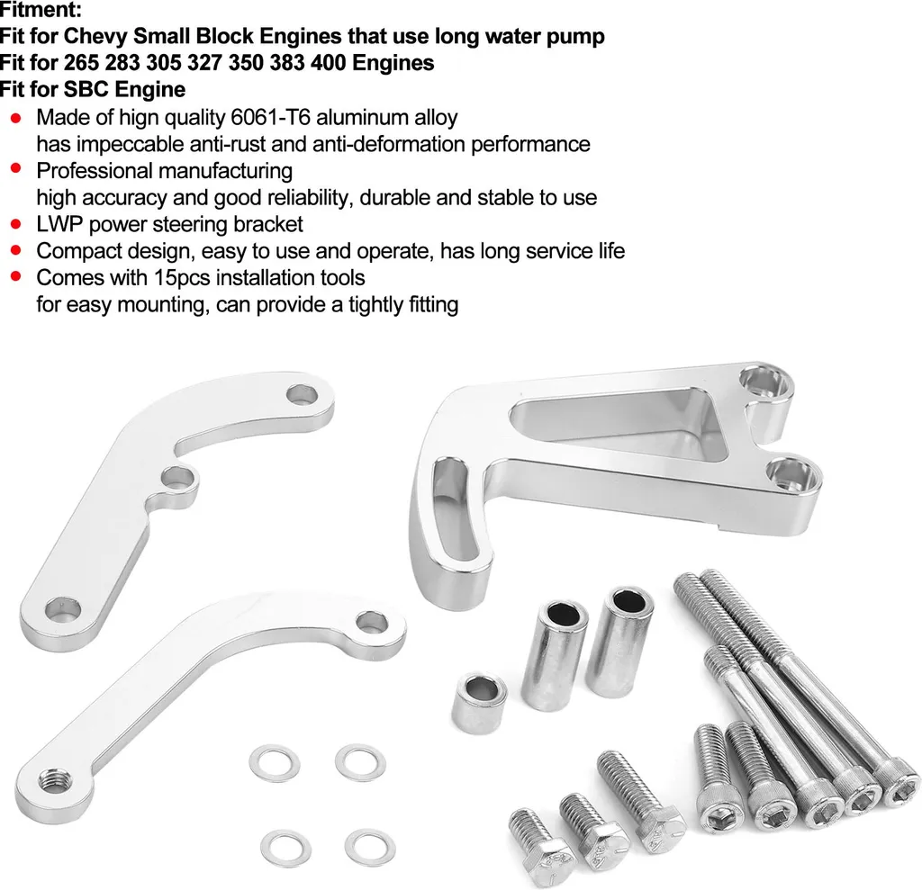 Support de pompe de direction en acier pour Small Block Chevy LWP - 5