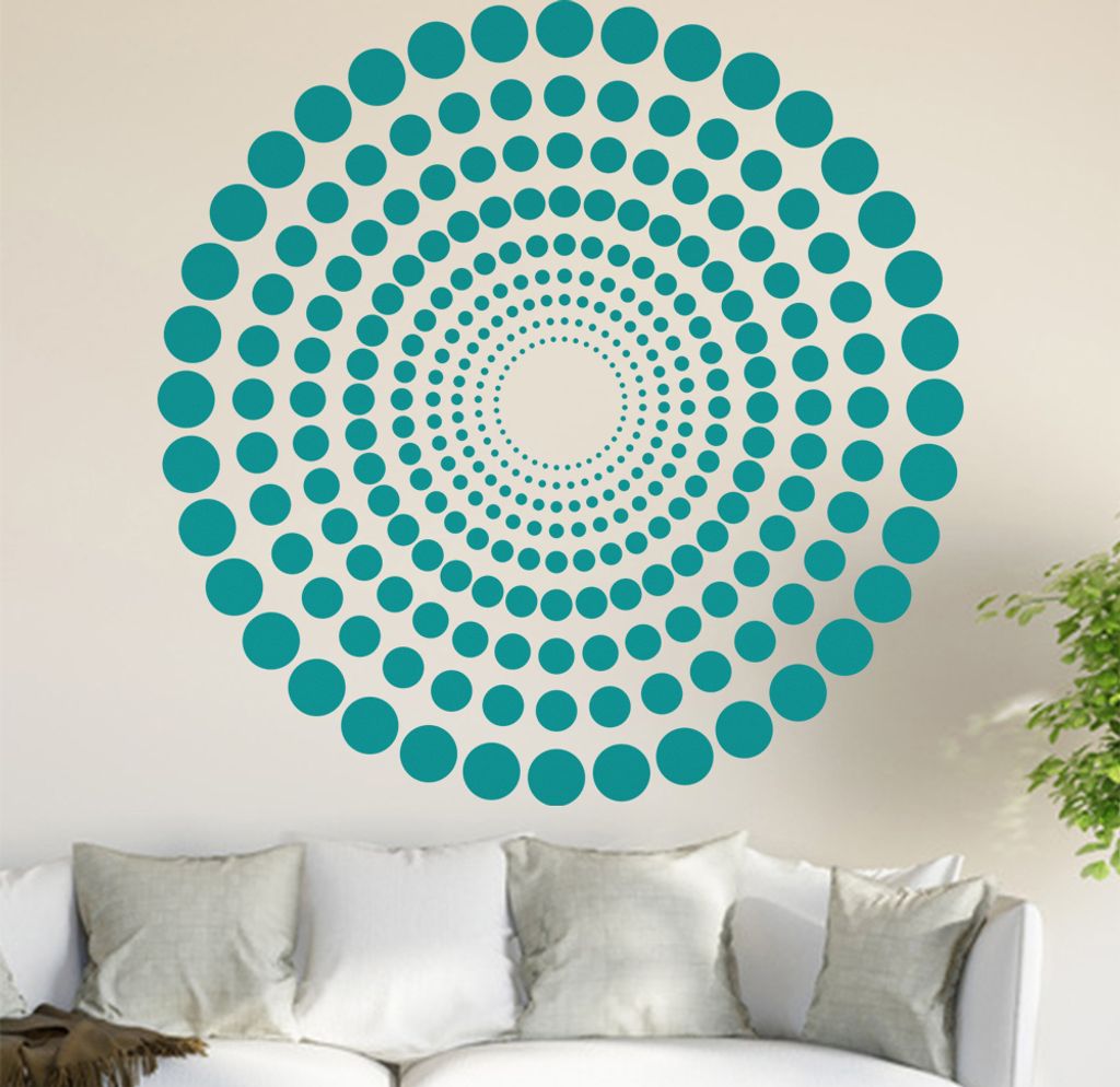 Kreis Ornament Wandtattoo in 6 Größen - Wandaufkleber Wall Sticker - Dekoration, Küche, Wohnzimmer, Schlafzimmer, Badezimmer