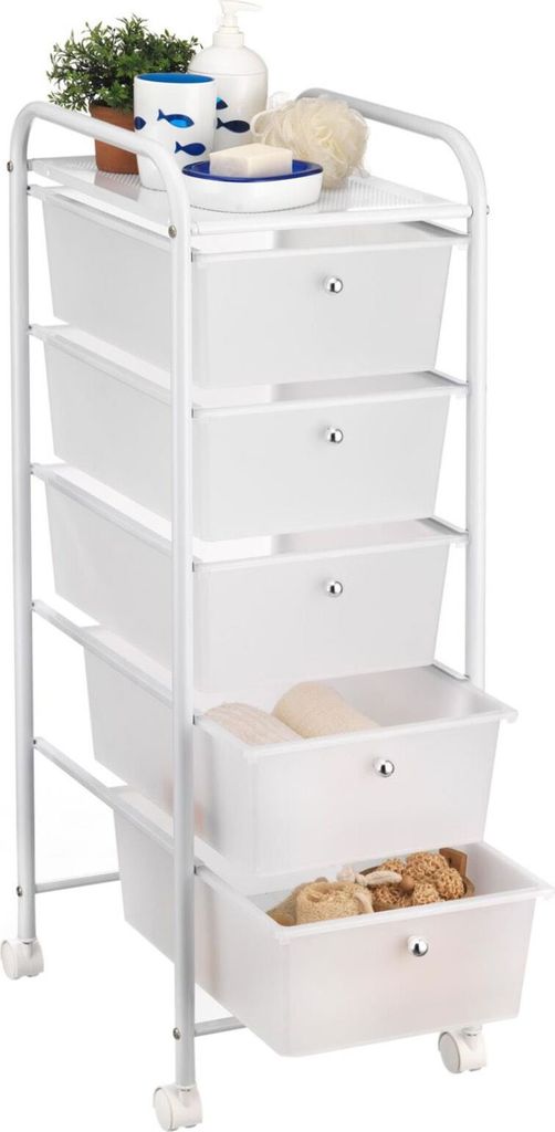 Badregal Rollwagen Rollcontainer GINA, mit 5 transparenten Produktbild 