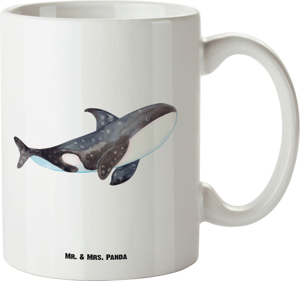 Mr. & Mrs. Panda Jumbo Tasse Orca - Weiß - Geschenk, Arbeit, jumbotasse, Keramiktasse, Teebecher, Große, Meer, Neustart, Motivation, Riesenkaffee...
