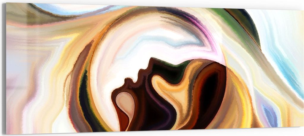 DEQORI Glasbild Echtglas 150x60 cm 'Frau mit geöffnetem Mund' Wandbild Bild modern Deko