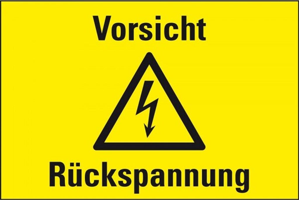 Dreifke Schild I Warn-Kombischild Vorsicht! Rückspannung, Magnetfolie, 200x1...