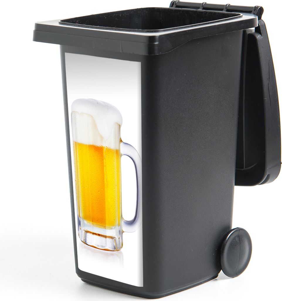 MuchoWow Mülltonnenaufkleber Krug mit Bier auf weißem Hintergrund 44x98 cm - Containeraufkleber - Aufkleber - Mülltonnen-Aufkleber