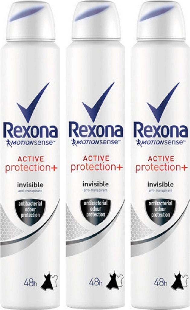 3x Rexona Anti Bakteriell Active Protection+ Deo Invisible 48H Deodorant 200ml