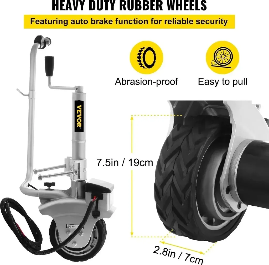 Roue de Jockey Renforcée 5000 lbs avec Télécommande et Hauteur Ajustable - 4