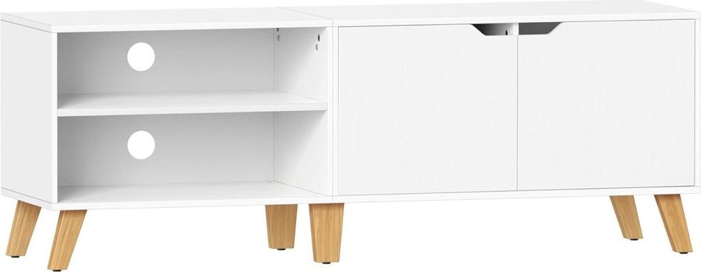 Tv-Schrank Für Fernseher Bis 65 Zoll, Breite 140 Cm Tv-Schrank Mit 2 Türen, Verstellbare Einlegeböden, Tv-Tisch, Für Wohnzimmer, J