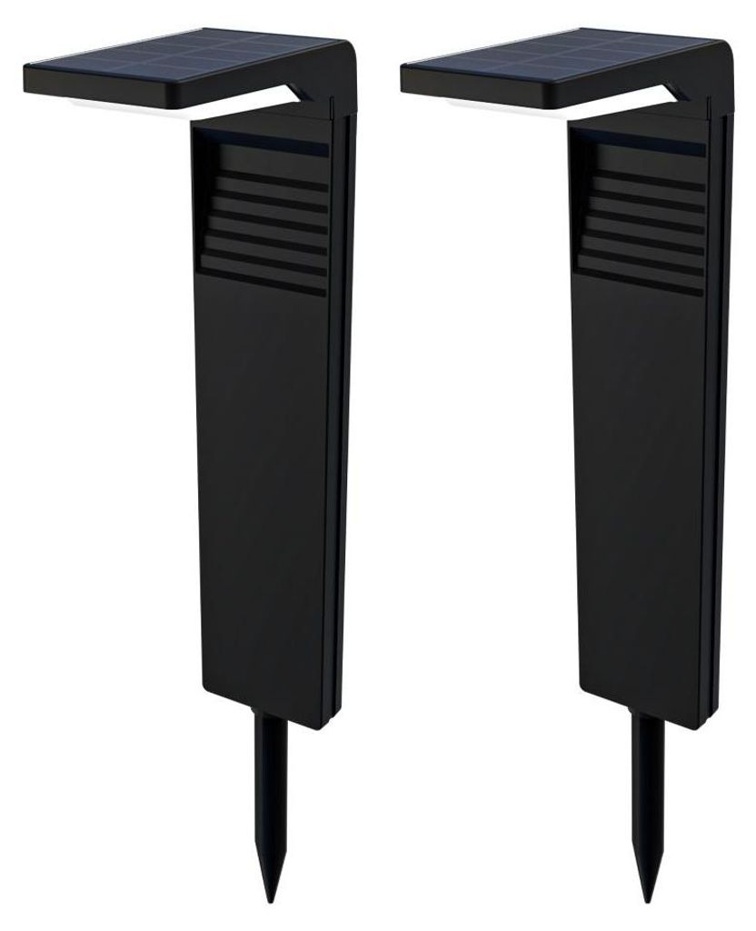 hoftronic Solar Wegeleuchte 2er Set 2W 3000K 200lm Schwarz Produktbild 