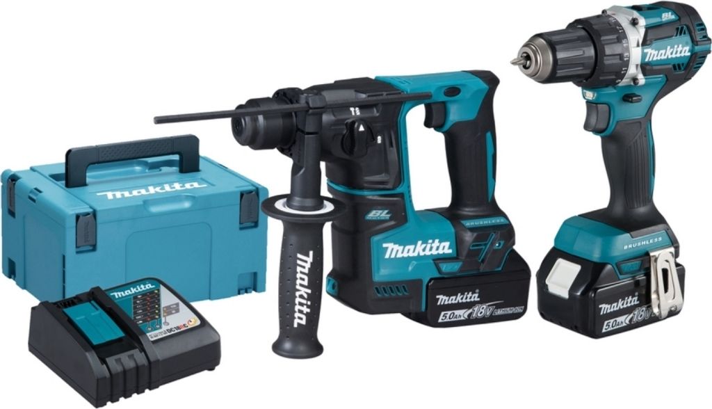 Kit Utensili Makita DLX3179TX1 - Trapano, Martello, Smerigliatrice, 18V, 2 Batterie 5.0Ah