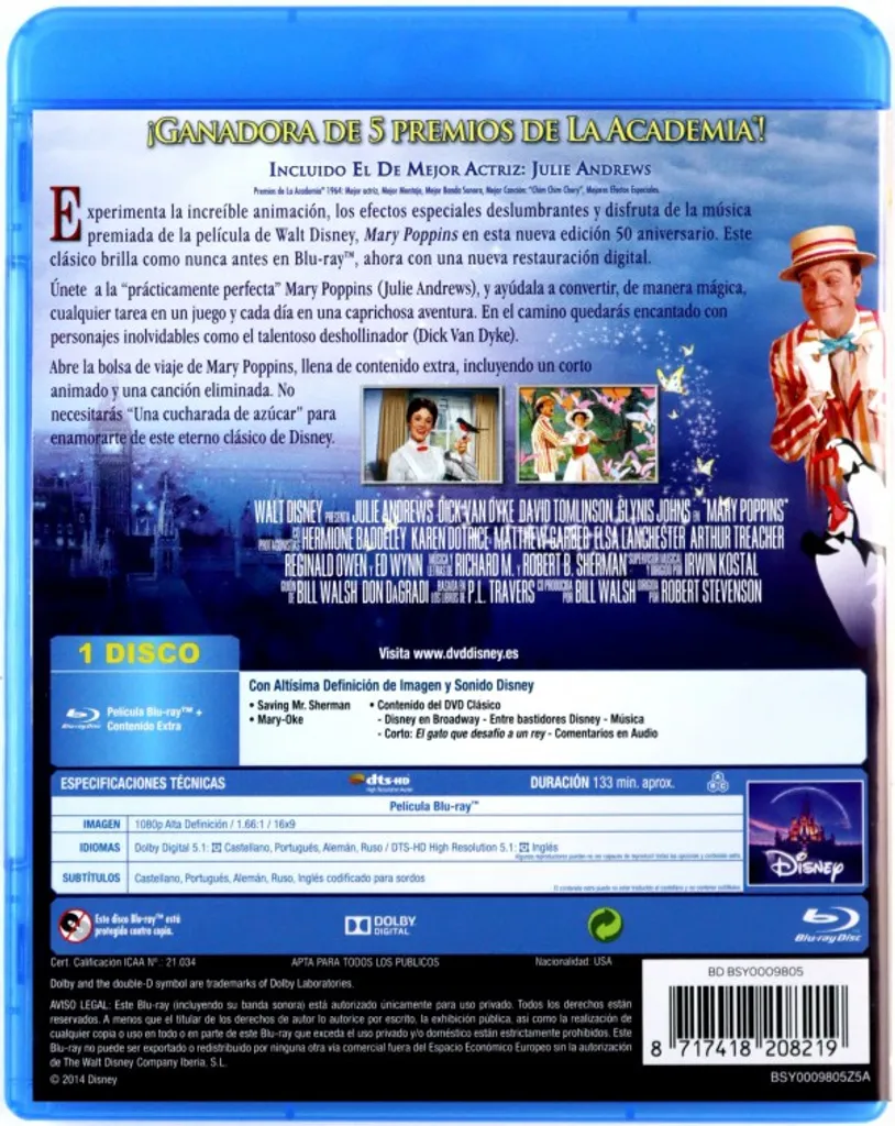 Mary Poppins Blu-ray Édition Spéciale Version Restaurée Disney 1964