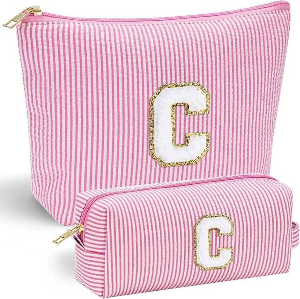 Trousse Personalizzata Lettera C | Set 2 Beauty Case Oxford Chic
