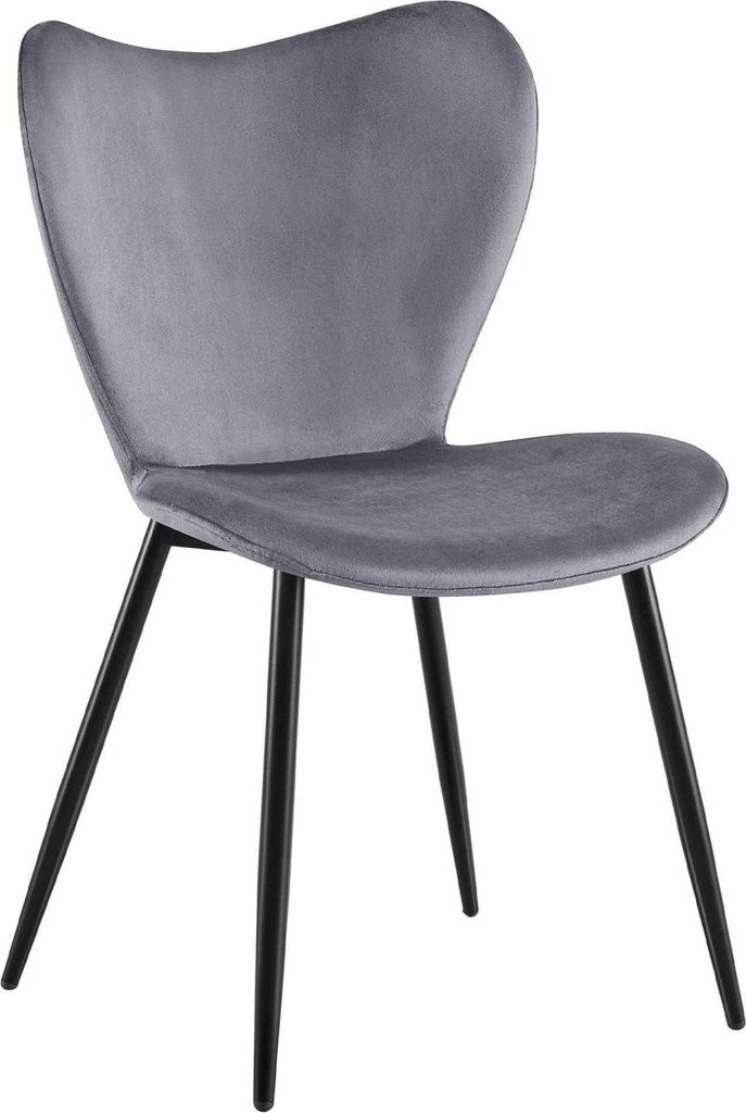 Modern Velvet Matsolstol - Bucket Chair - Ergonomisk komfort - Dark Grey, Metal Base