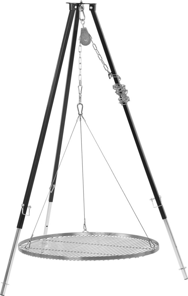 BBQ-Toro Dreibein Grill mit Ø 80 cm Grillrost, 110 - 175 cm, Schwarz, Dreibein für Schwenkgrill