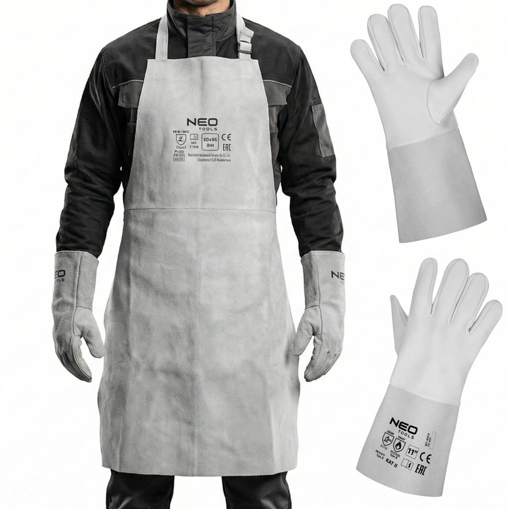 NEO TOOLS Schweißerschürze Leder 60 x 90 cm Set mit Produktbild 