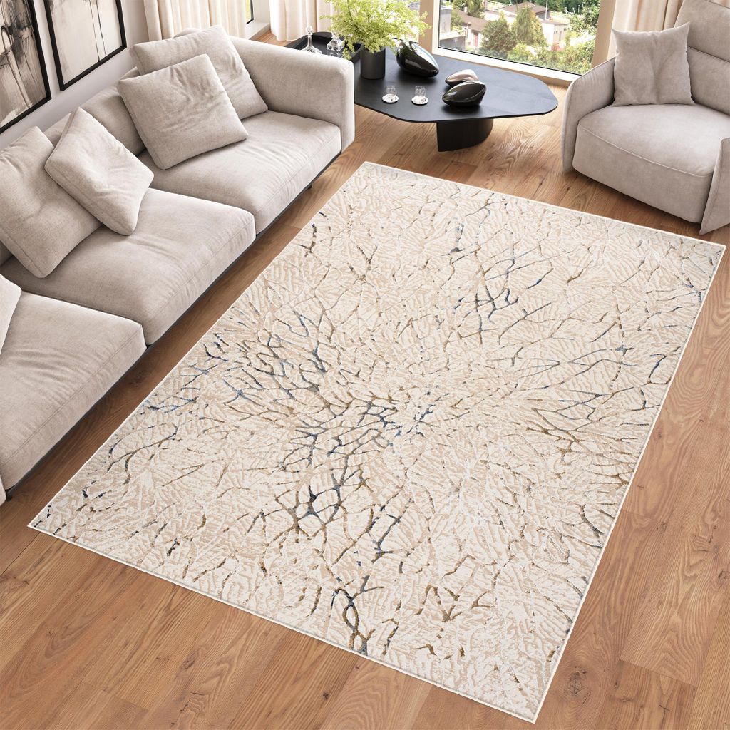Tapiso Teppich HERA Modern Creme Beige Wohnzimmer Schlafzimmer 80 x 150 cm