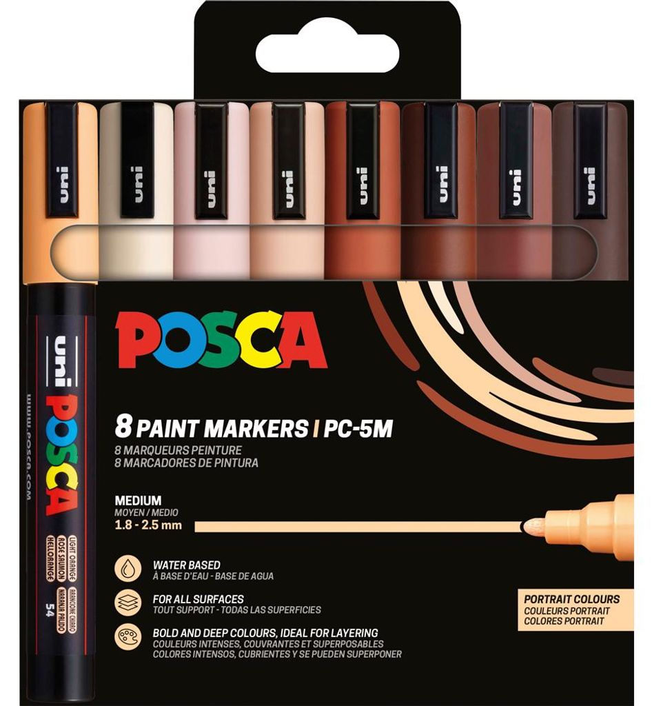 Marker UNI POSCA PC-5M 8er portrait col Produktbild 