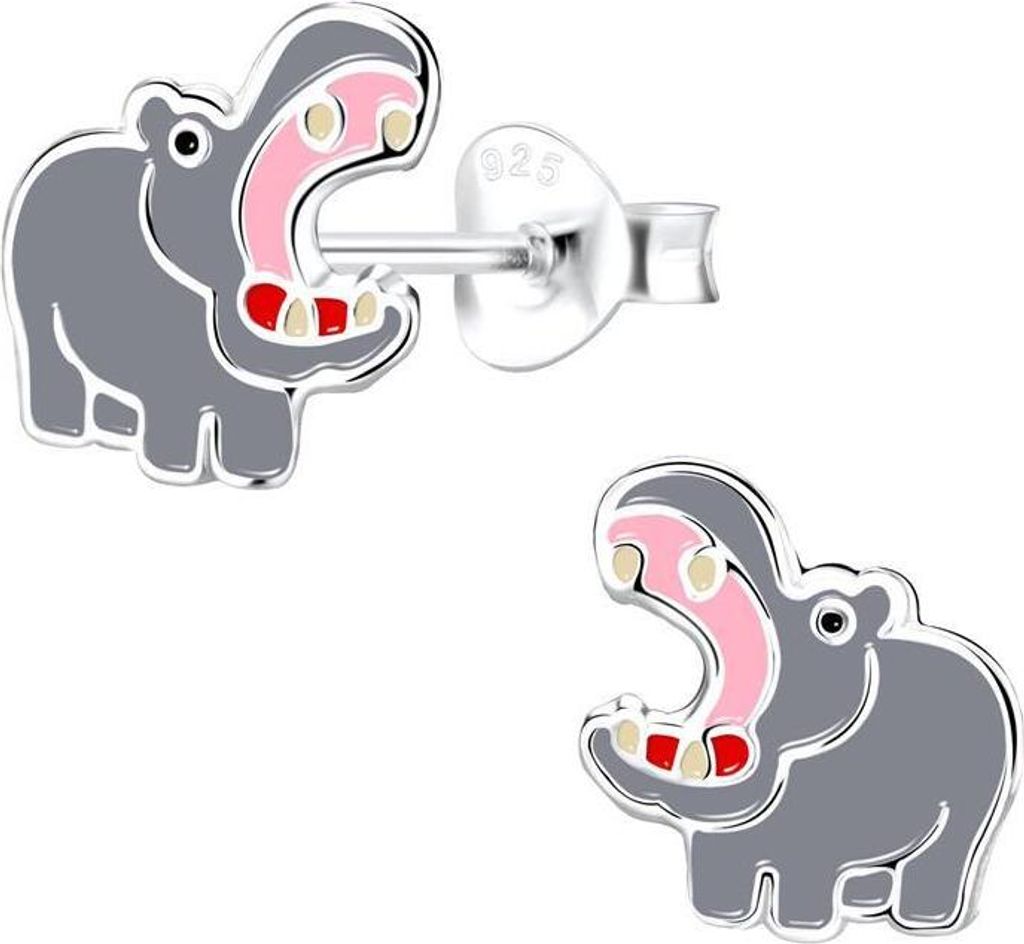 Ohrstecker Nilpferd aus 925 Silber Kinder