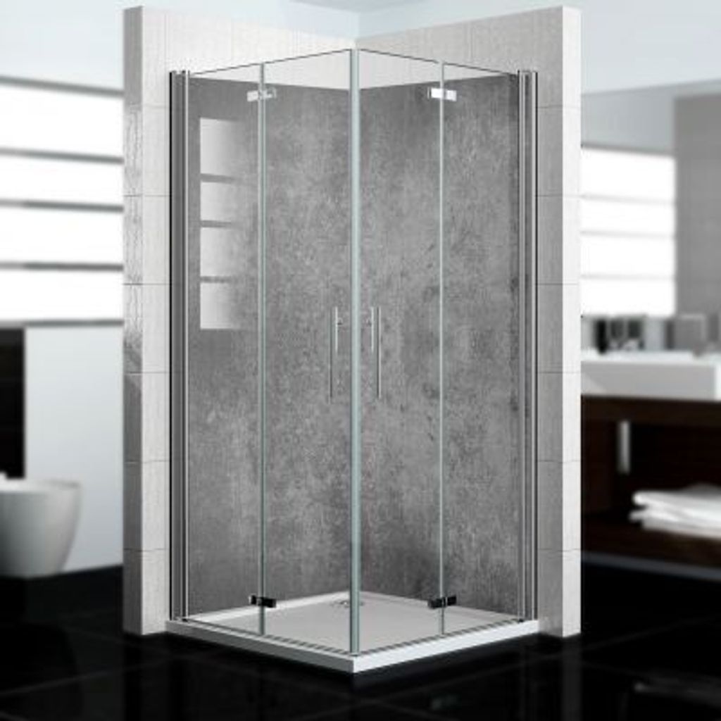 dedeco Eck-Duschrückwände Aluminium wasserfest Motiv: Beton V2, Nano-Protect seidenmatt, 2 x 100x210x0,3cm, Fliesenersatz fugenlos Wandverkleidun...