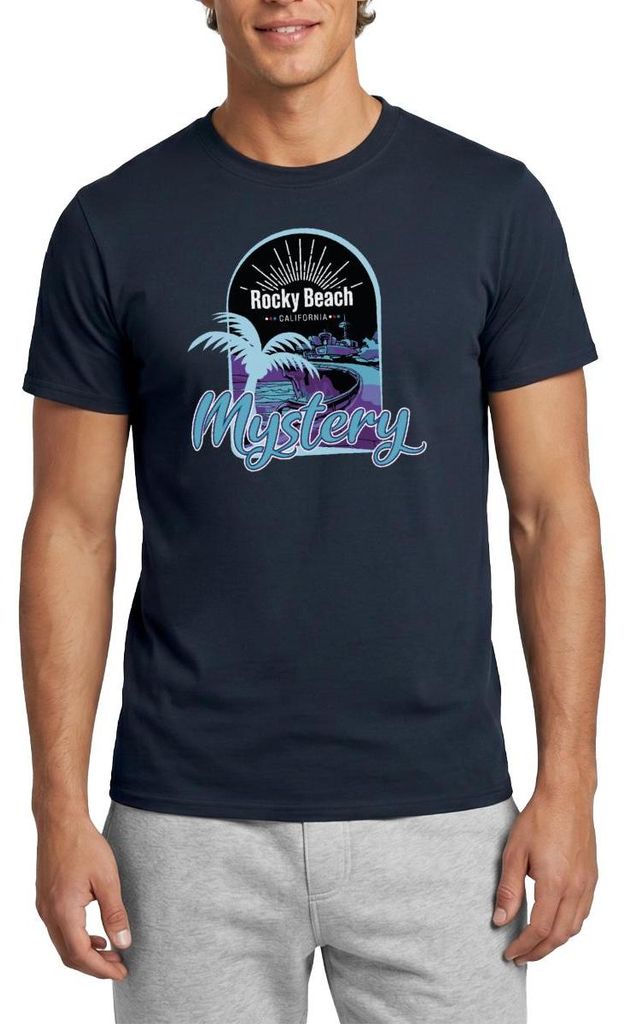 Spreadshirt Die drei Fragezeichen Rocky Beach Mystery Männer T-Shirt, L, Navy