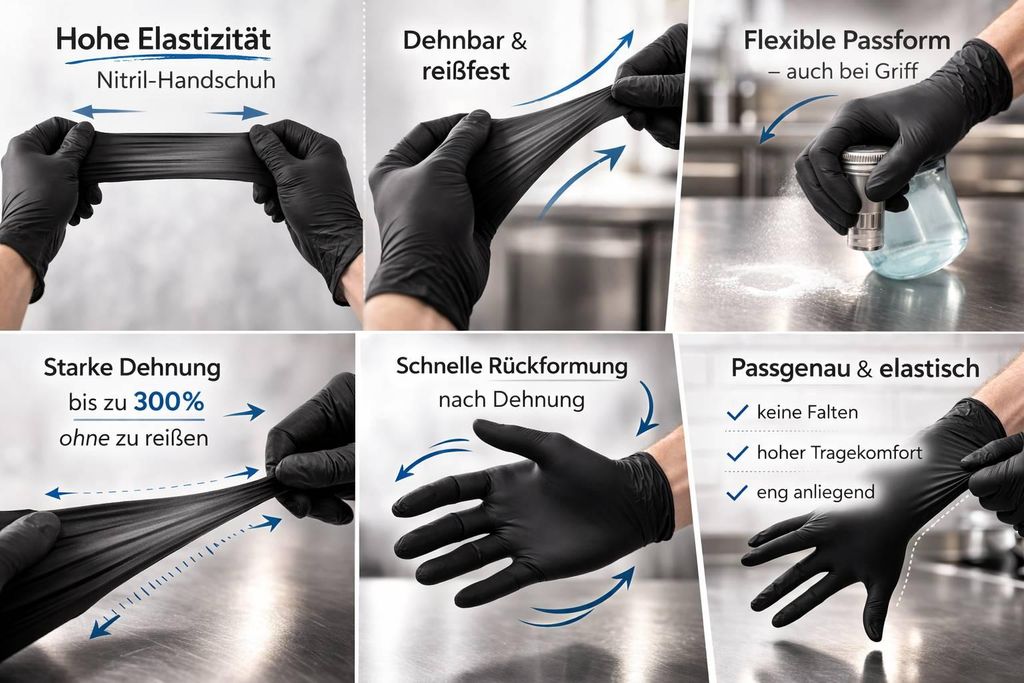 PACKEO Nitril-Handschuhe Puderfrei, Professionelle Einmalhandschuhe - Schwarz(100,M)