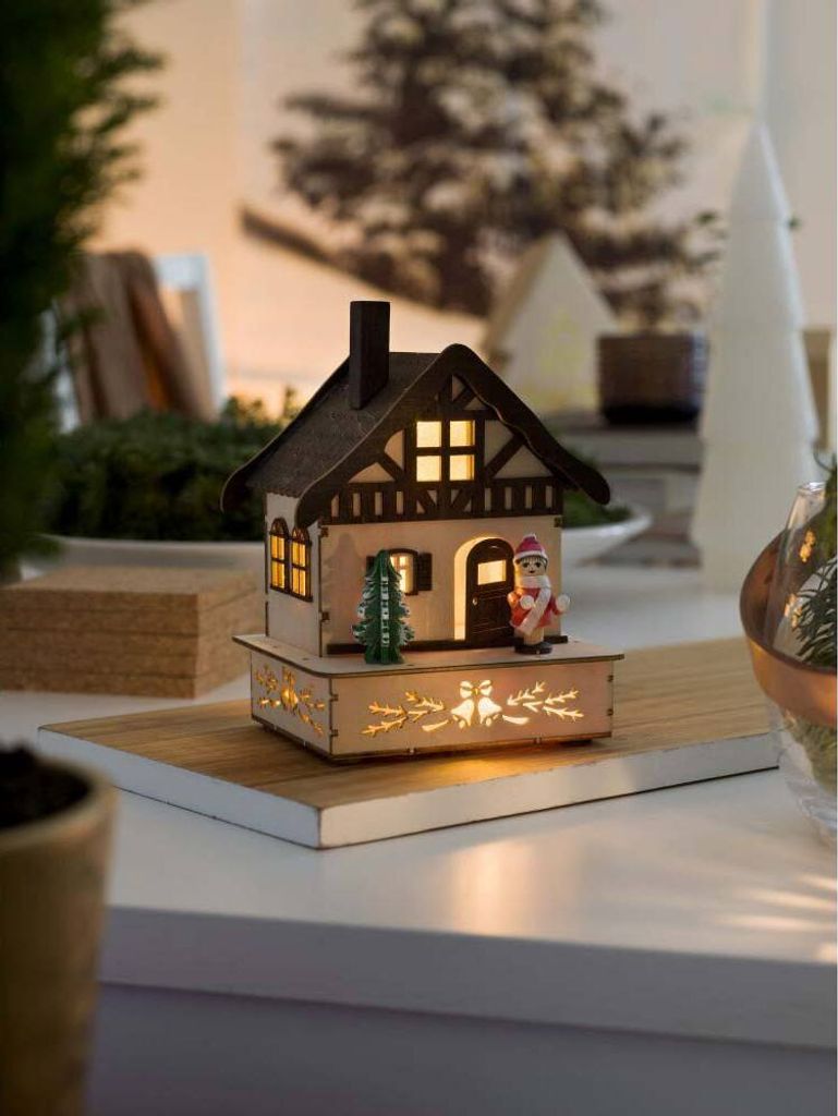 Konstsmide 3231-100, Leichte Dekorationsfigur, Holz, IP20, 4 Glühbirne(n), LED, 0,24 W
