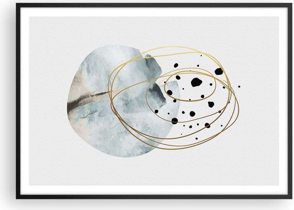 Gerahmtes Poster - Schwarzer Rahmen - Modern Abstraktion Flecken - 100x70 cm - Wand Bild - Wanddeko - Wandbilder - Kunstposter - Wandposter - Bilde...