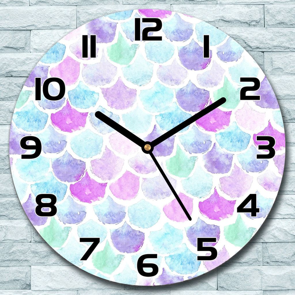 Wanduhr aus Glas Rund fi 30 Jakobsmuschel Quarz Deko Wohnzimmer Büro