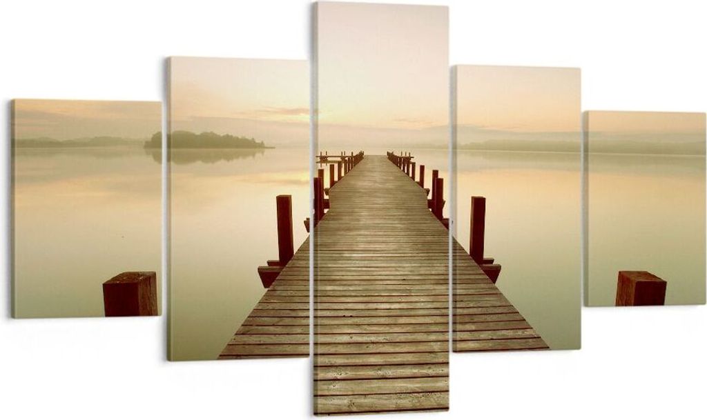 Bild auf Leinwand - Leinwandbild - Brücke See - 125x70cm - Wand Bild - Wanddeko - Wandbilder - Leinwanddruck - Bilder - Kunstdruck - Wanddekoratio...