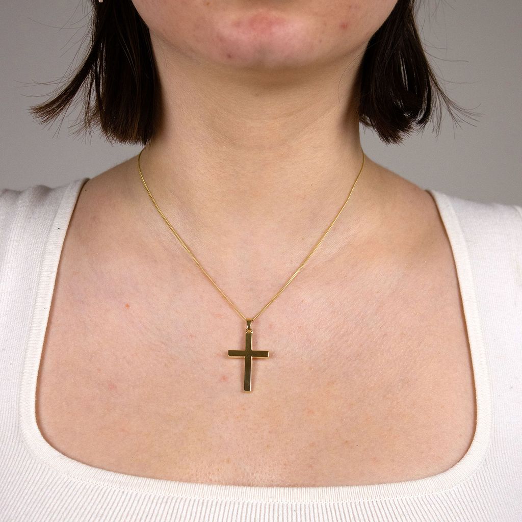 Der Gestylte Tourist Trägt Leibchen Mit Goldkette Anhänger Kreuz mit massiver Goldkette 1,1 mm | Kaufland.de