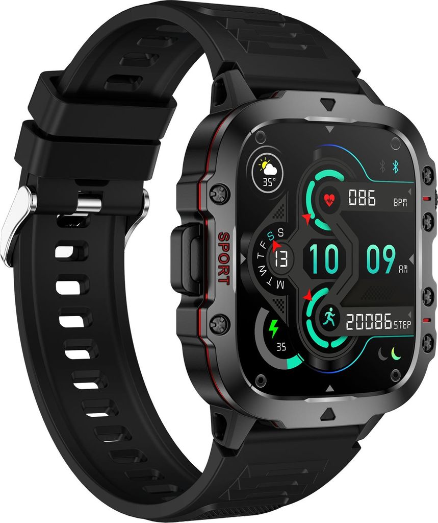 Smartwatch für Frauen und Männer BT Answer/Make Call Gesundheitsüberwachung Sportuhr 1,96" High-Clear Display Schwarz