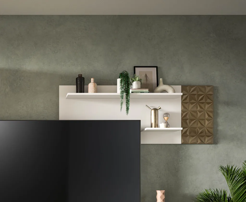 Prisma étagère murale 2 niveaux blanc mat style géométrique moderne - 5