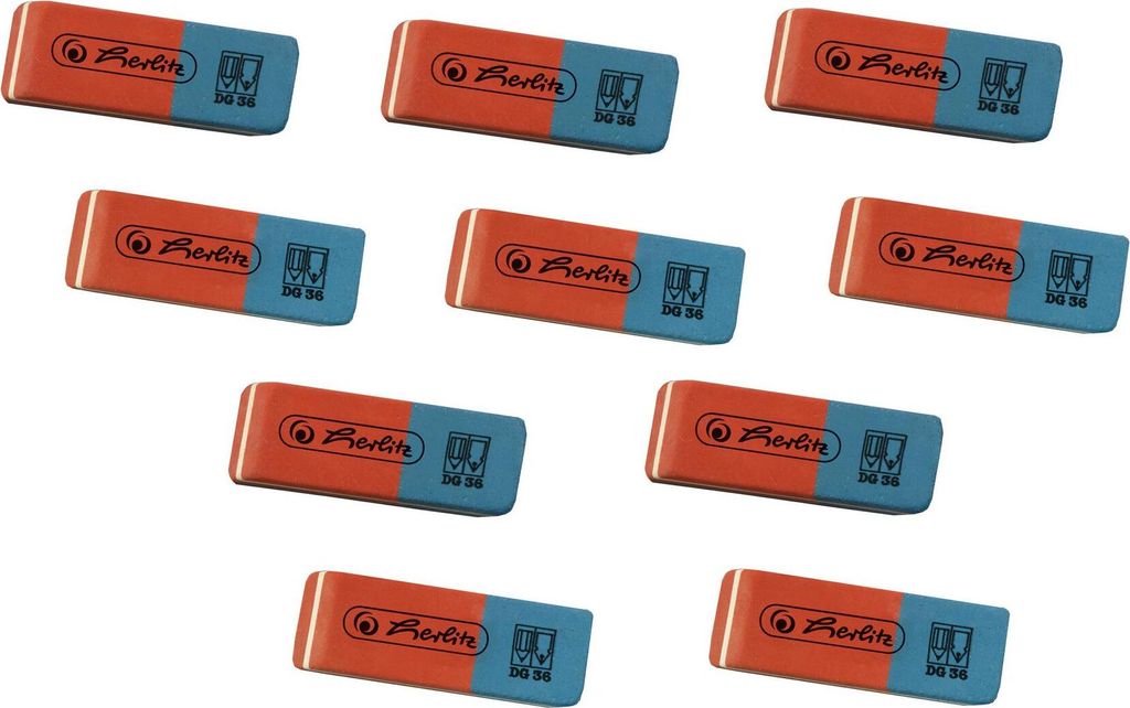 10 Herlitz Radierer / Farbe: rot/blau / radiert Bleistift Produktbild 