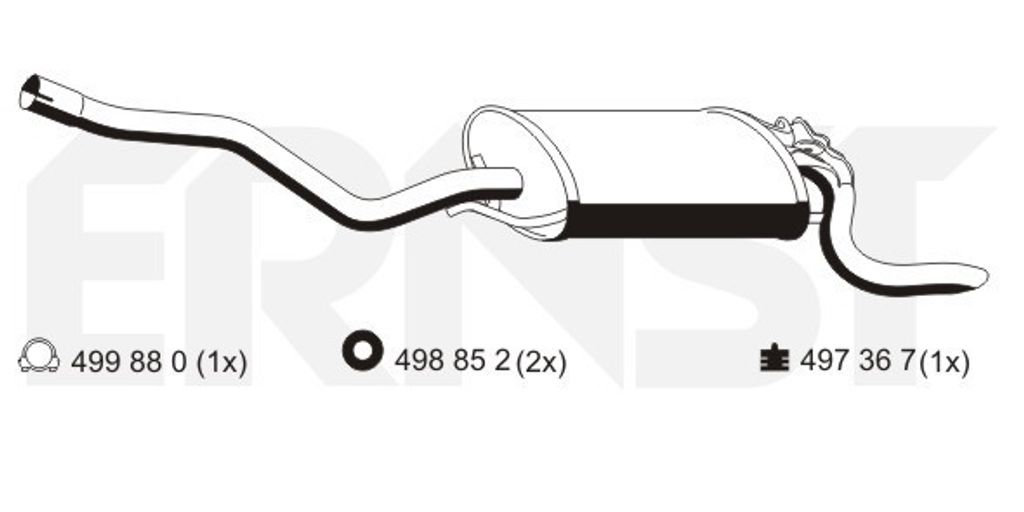 ERNST 353014 Endschalldämpfer passend für MERCEDES-BENZ 190 (W201) Auspuff