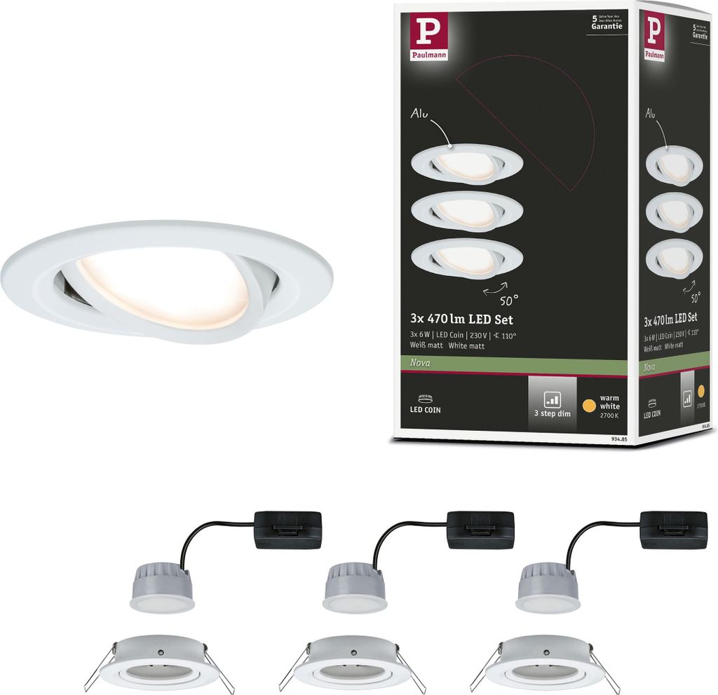 Paulmann LED Einbauleuchte Nova Basisset schwenkbar