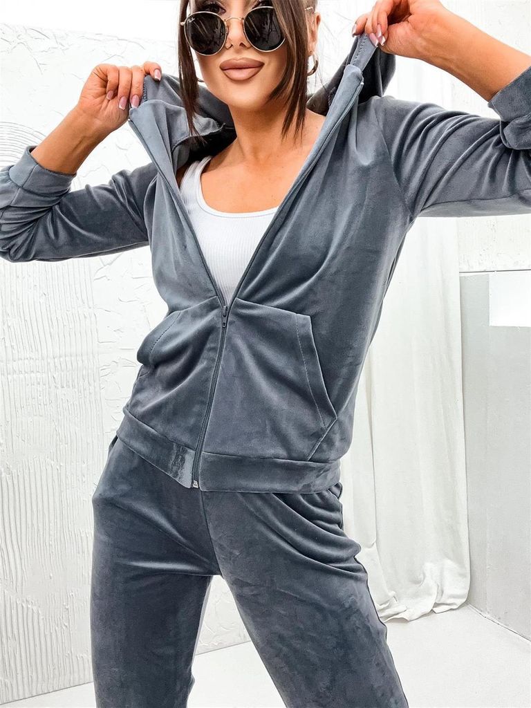 Damen Nicki Jogginganzug mit Kapuze Freizeitanzug; Grau/M/38